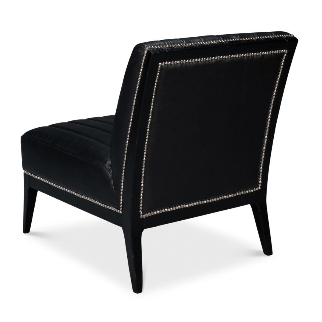 Fauteuil pantoufle moderne en cuir noir