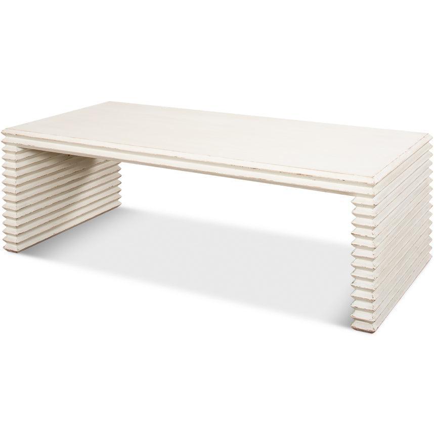 Table basse côtelée blanche contemporaine
