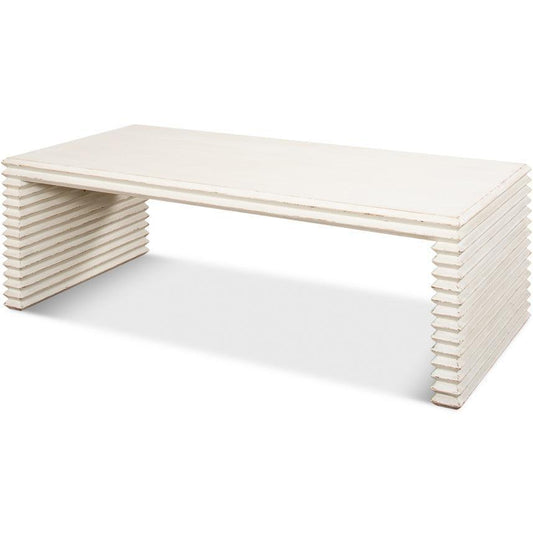 Table basse côtelée blanche contemporaine