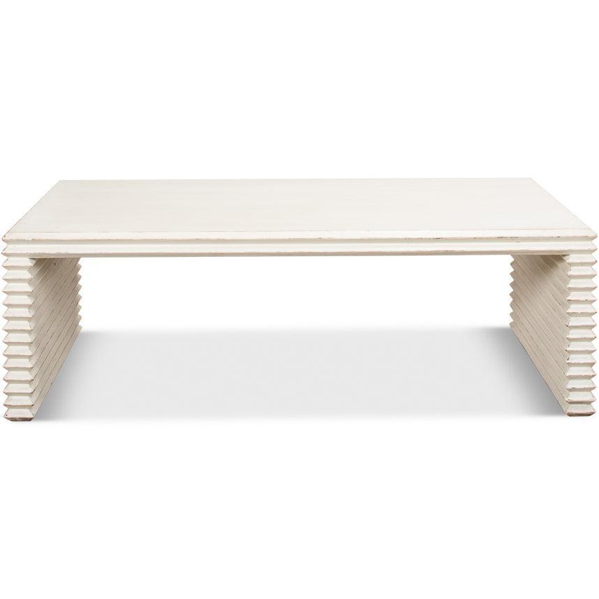 Table basse côtelée blanche contemporaine