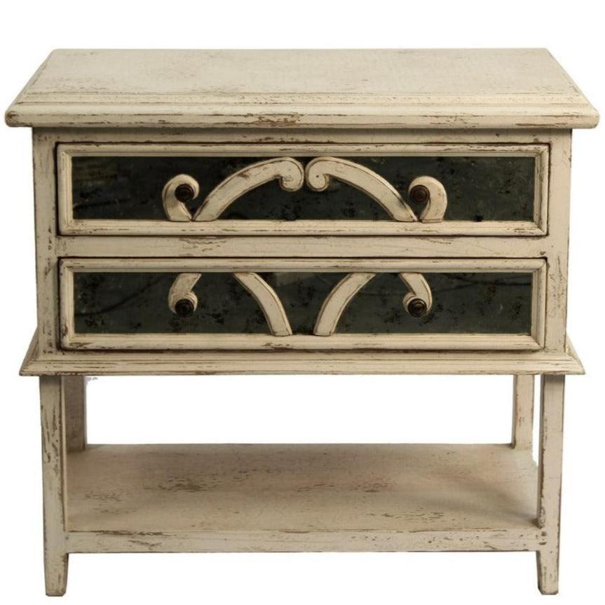 Table de chevet Elysee blanche vieillie