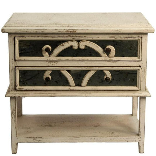Table de chevet Elysee blanche vieillie