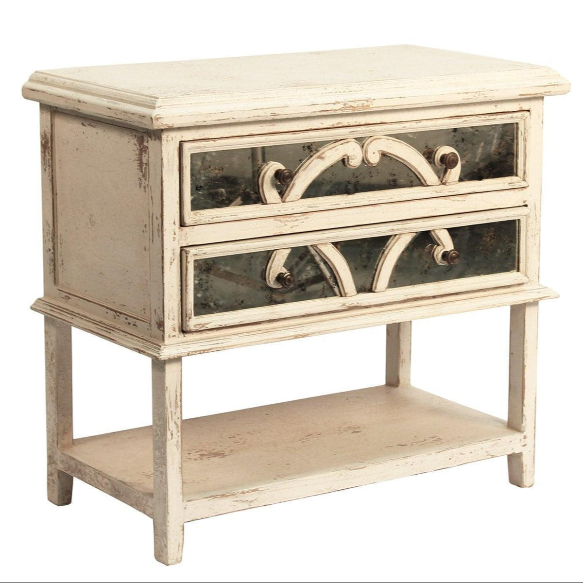Table de chevet Elysee blanche vieillie