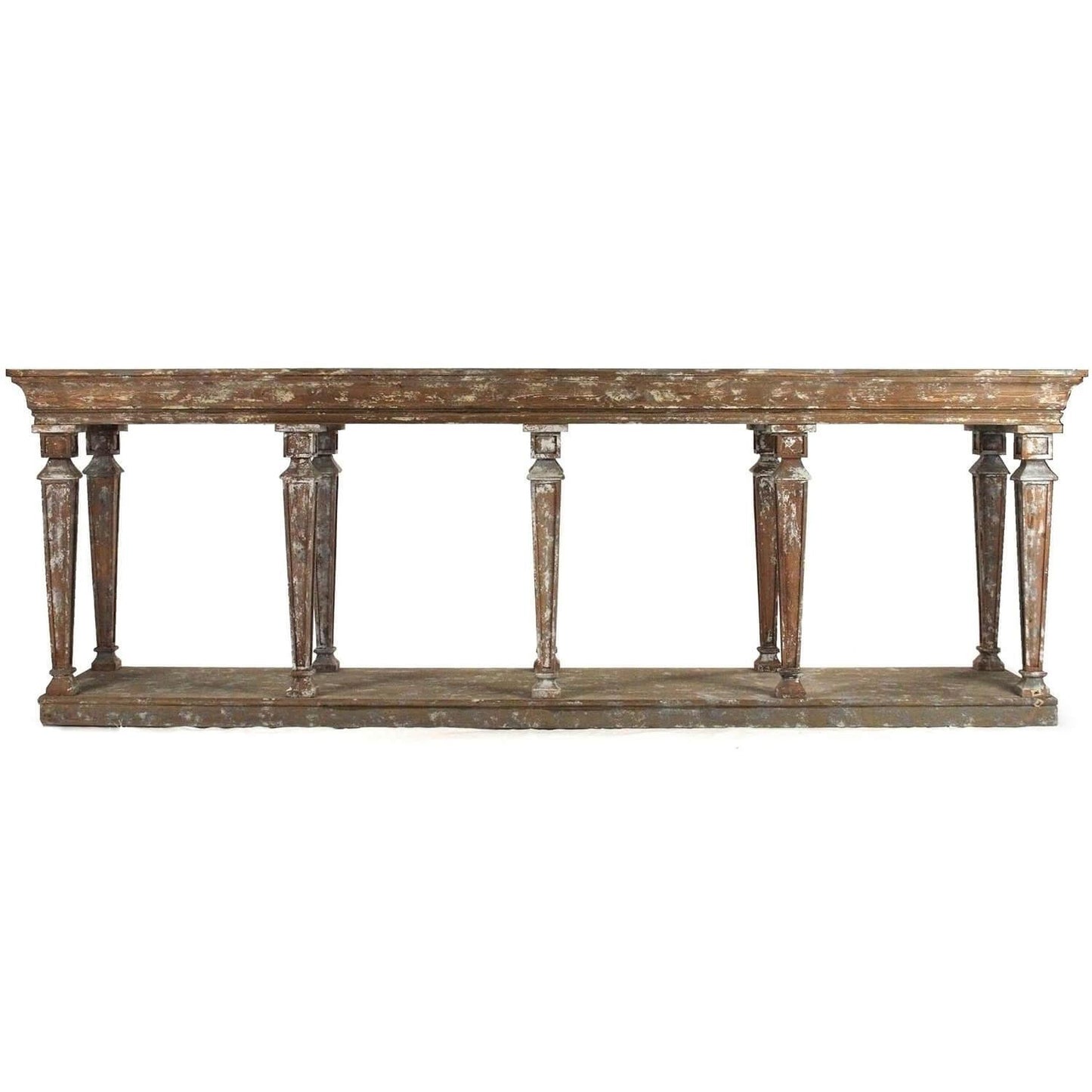 Table de buffet à pilier en bois vieilli