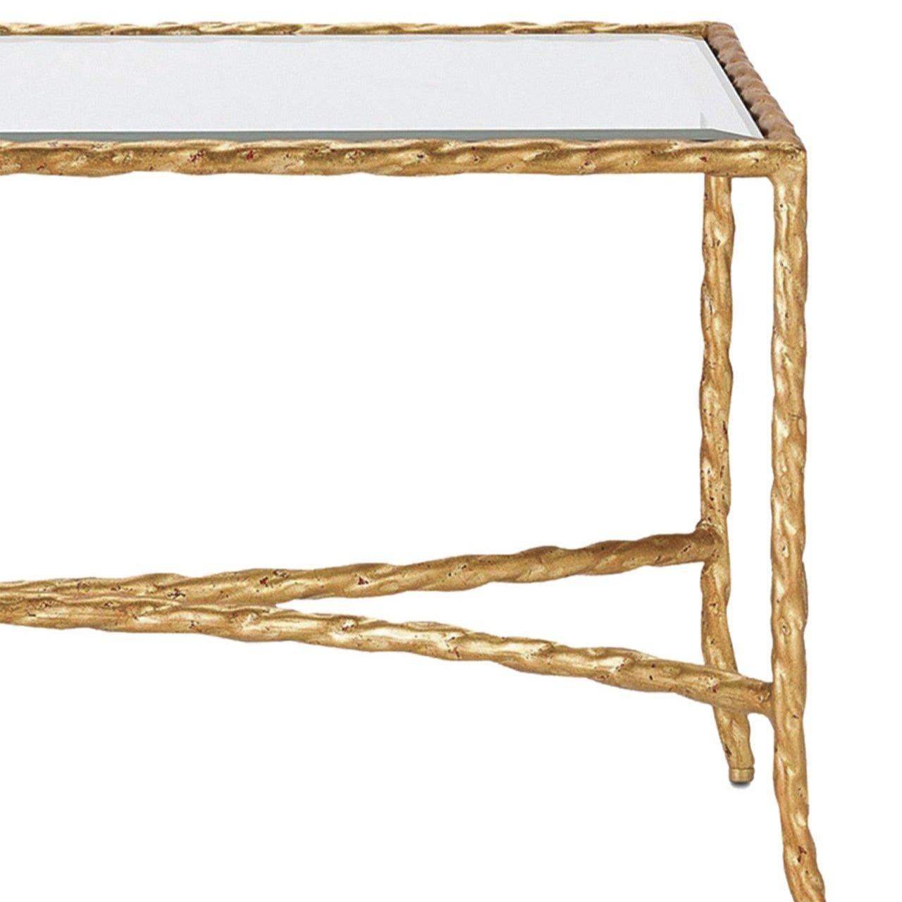 Table basse torsadée en feuille d'or