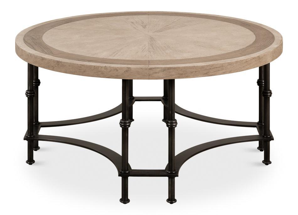 Table basse avec plateau en marqueterie équestre