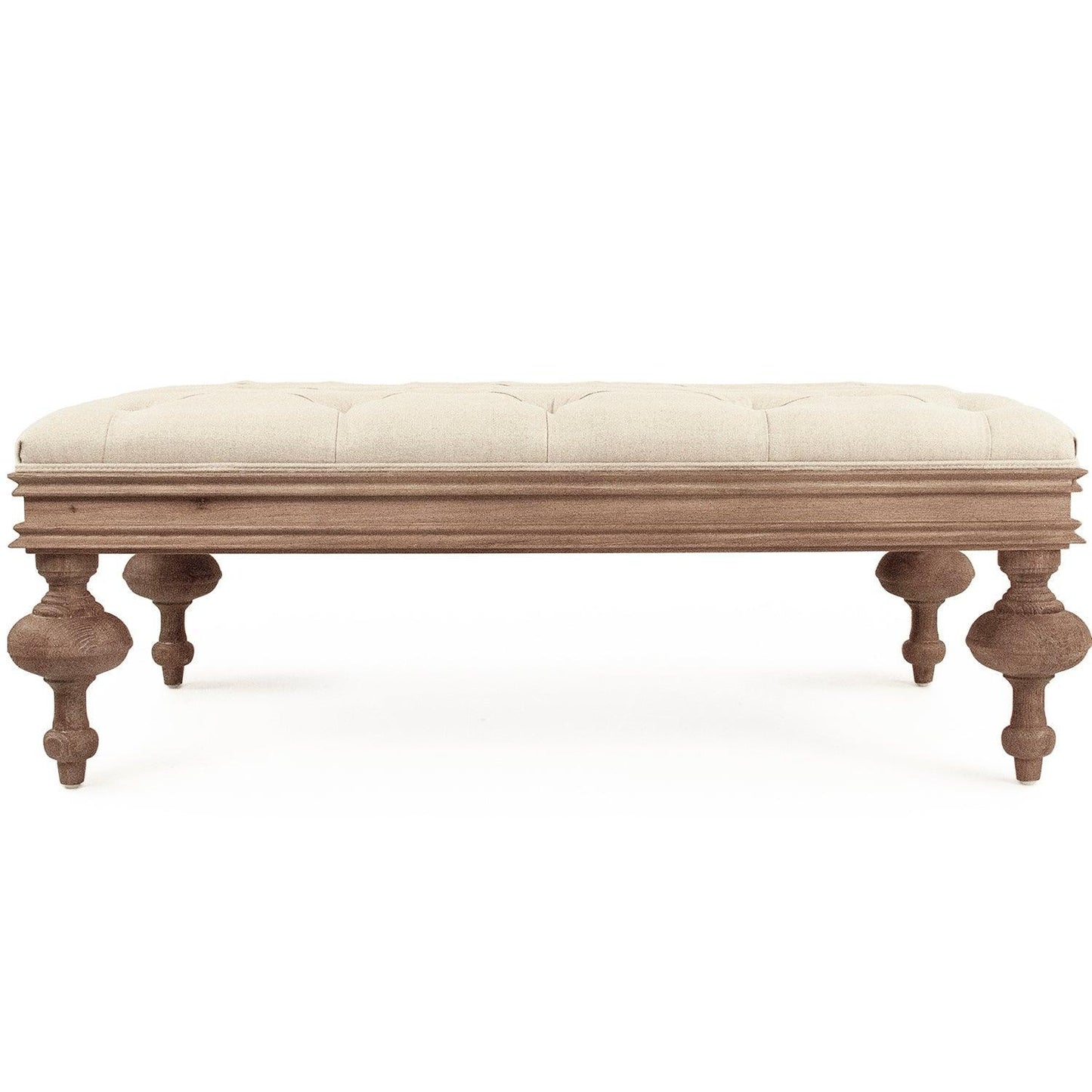 Pouf touffeté en chêne de style ferme