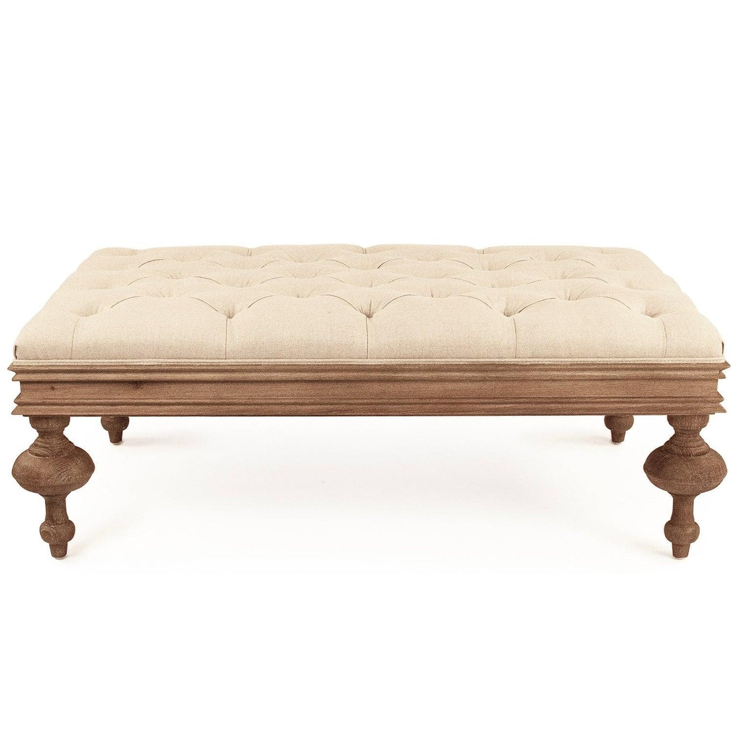 Pouf touffeté en chêne de style ferme