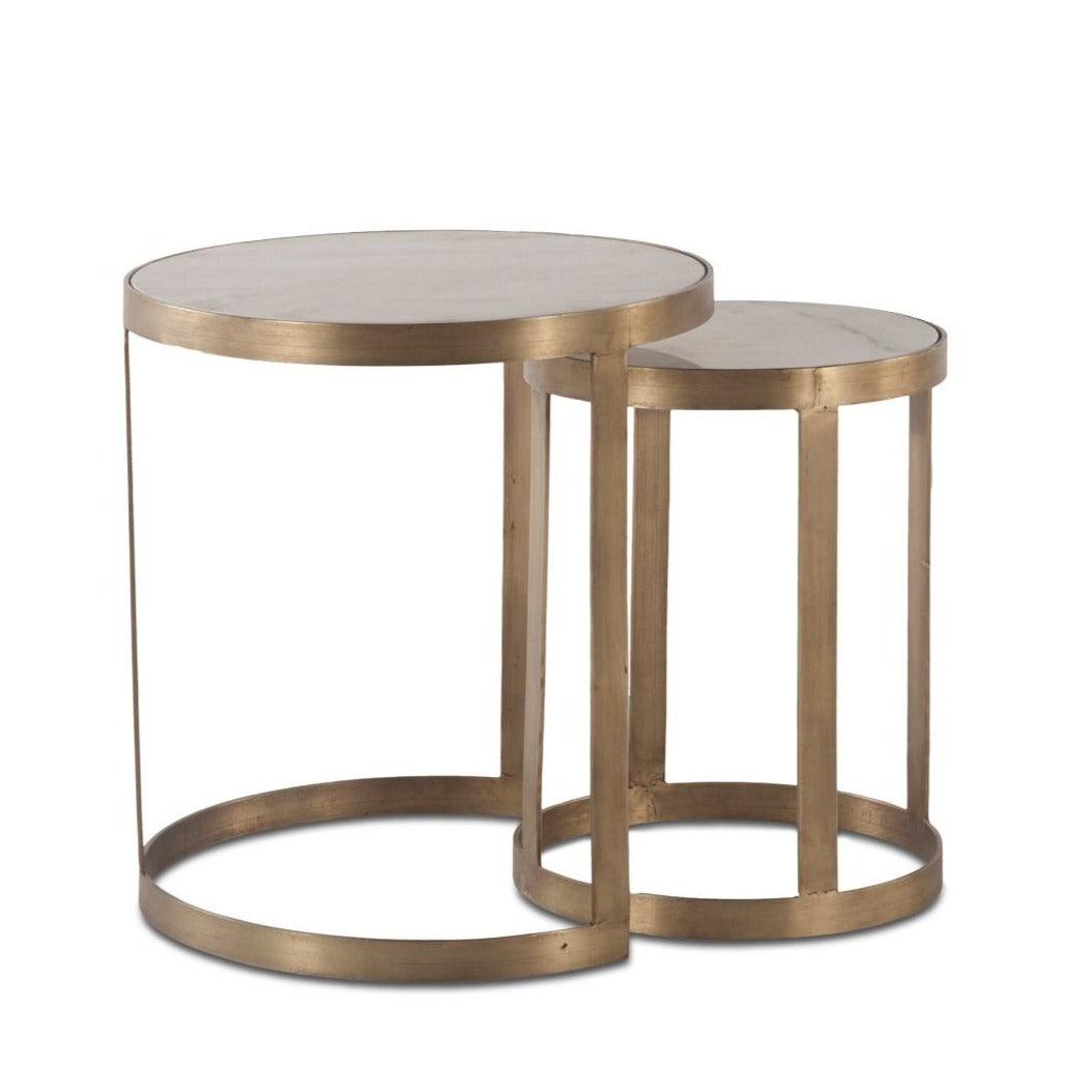 Tables d'appoint gigognes en marbre blanc