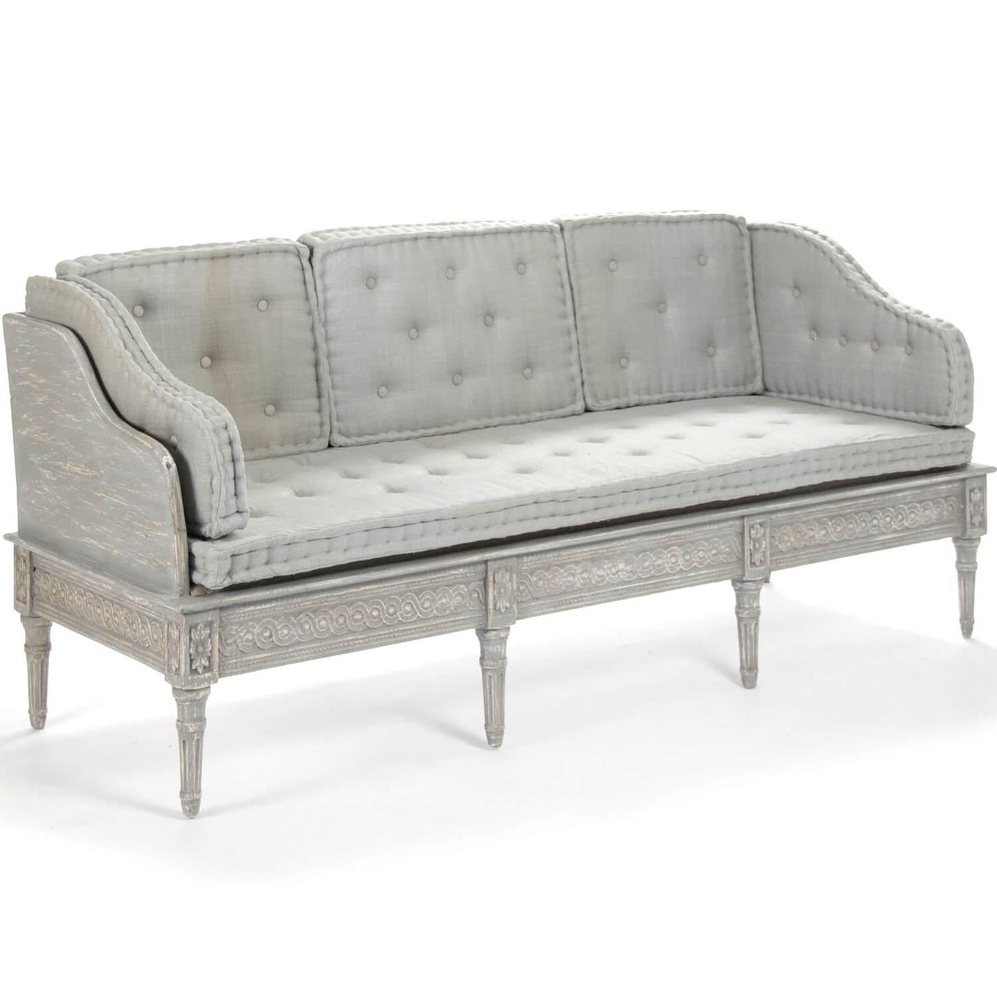 Banquette-canapé rococo gris français