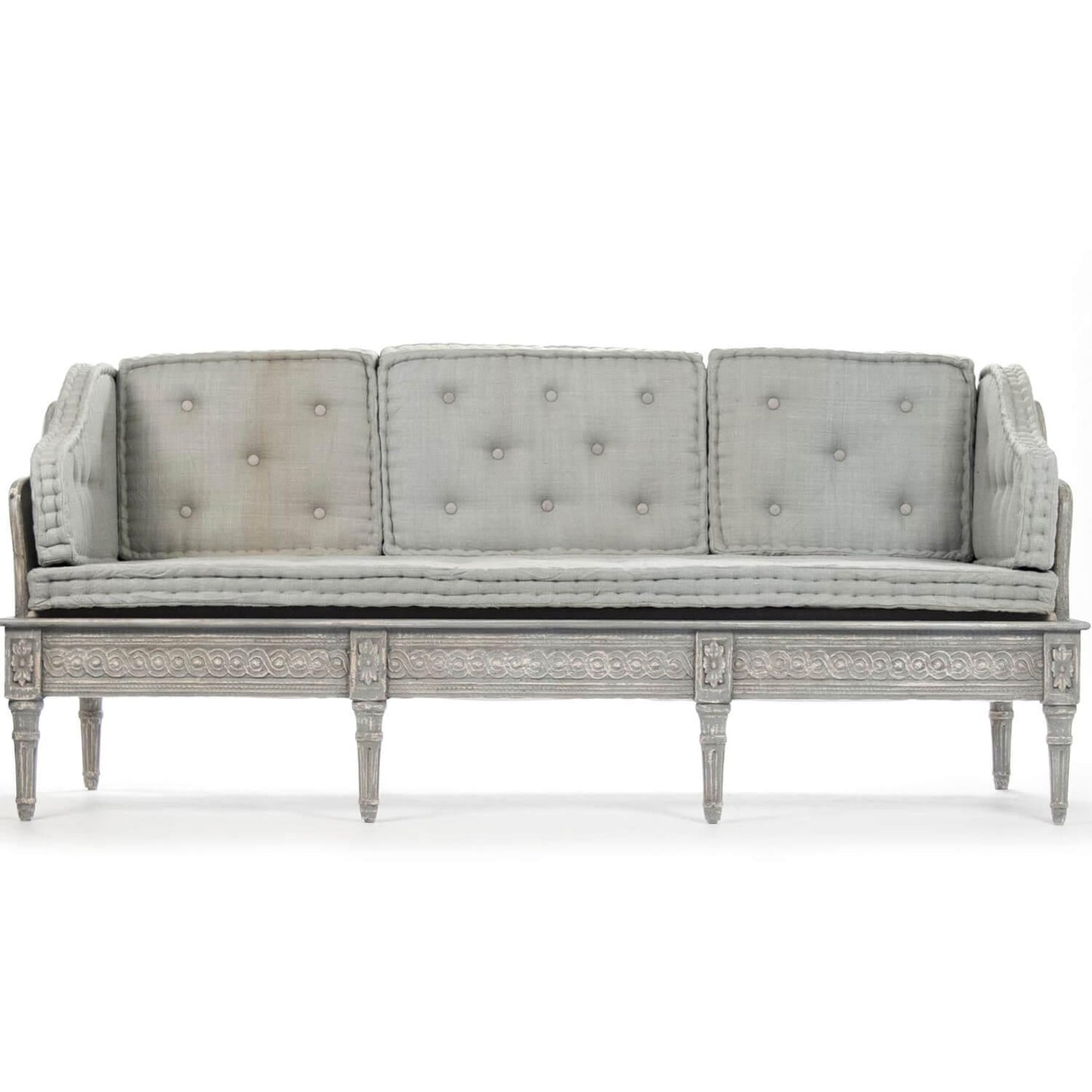 Banquette-canapé rococo gris français