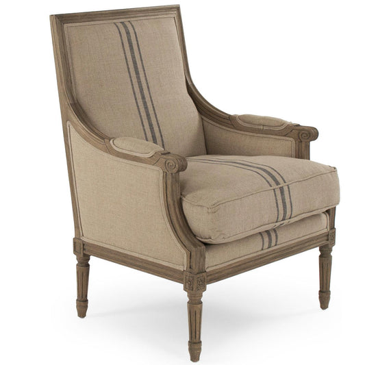 Fauteuil Louis XV rayé bleu