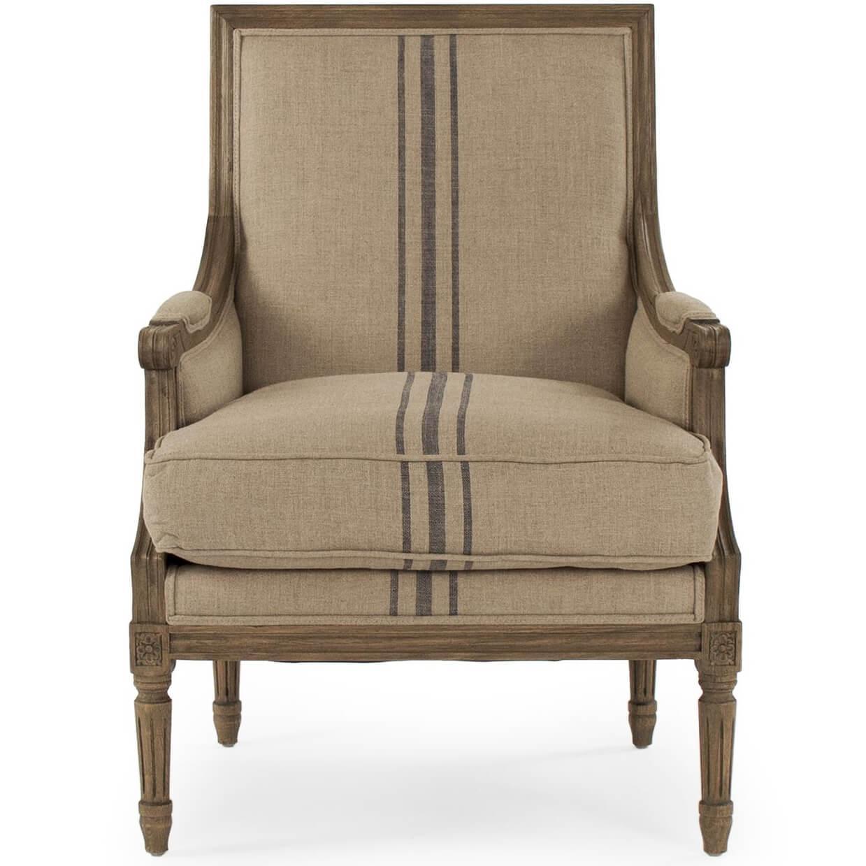 Fauteuil Louis XV rayé bleu