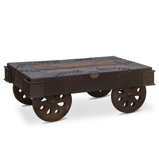 Table basse à roulettes vintage industrielle