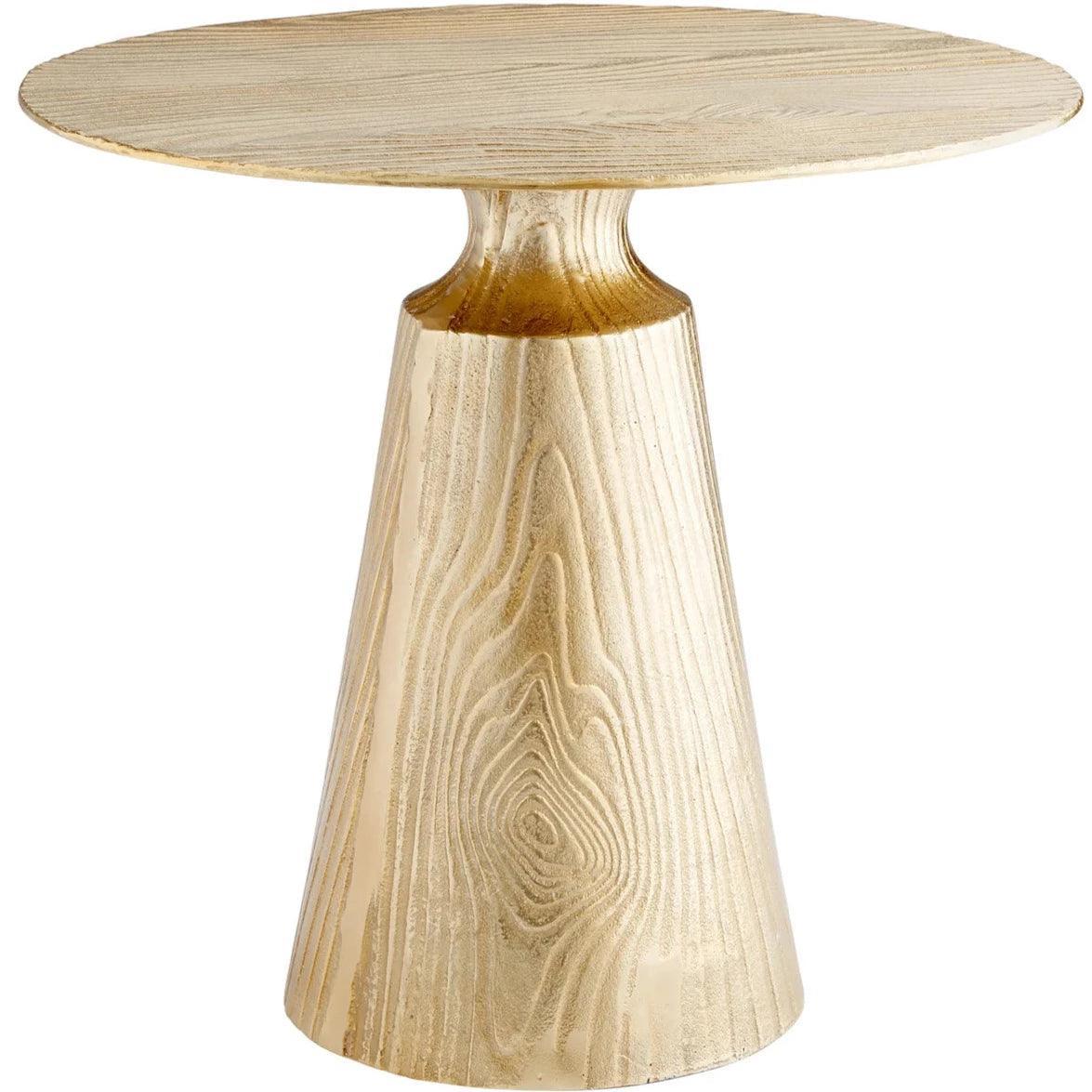 Table d'appoint en faux tronc d'arbre doré