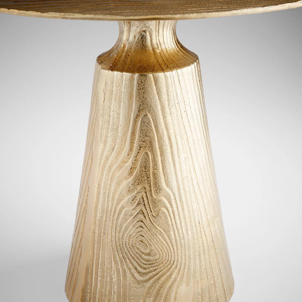Table d'appoint en faux tronc d'arbre doré