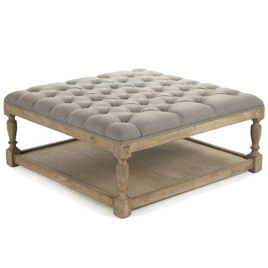 Pouf carré capitonné Provence gris