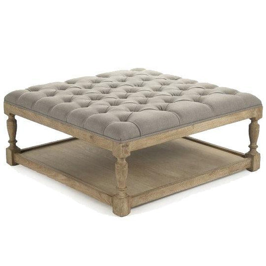 Pouf carré capitonné Provence gris