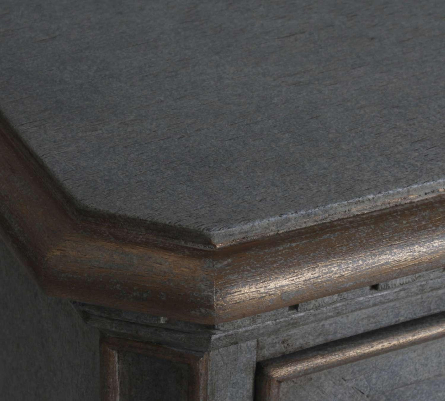 Table de chevet française grise à 3 tiroirs Maurice