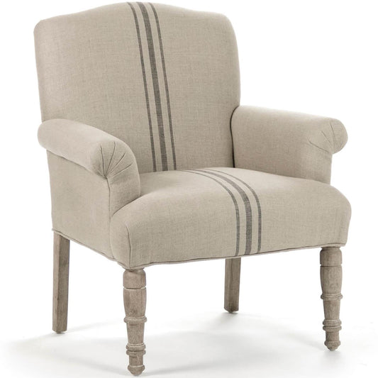 Fauteuil club rayé en sac de jute