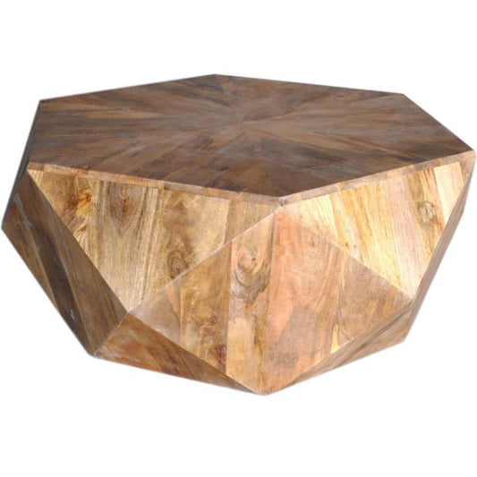 Table basse hexagonale en bois de style ranch