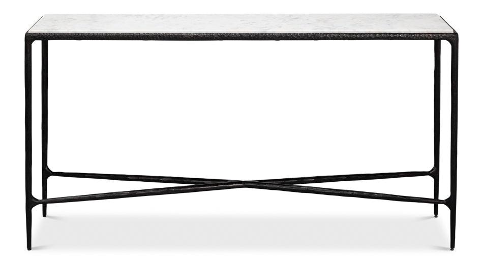Table console avec plateau en marbre forgé