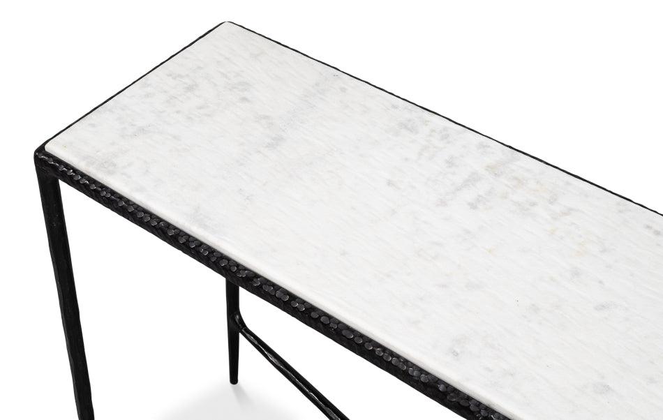 Table console avec plateau en marbre forgé
