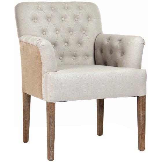 Chaise capitonnée en jute et lin