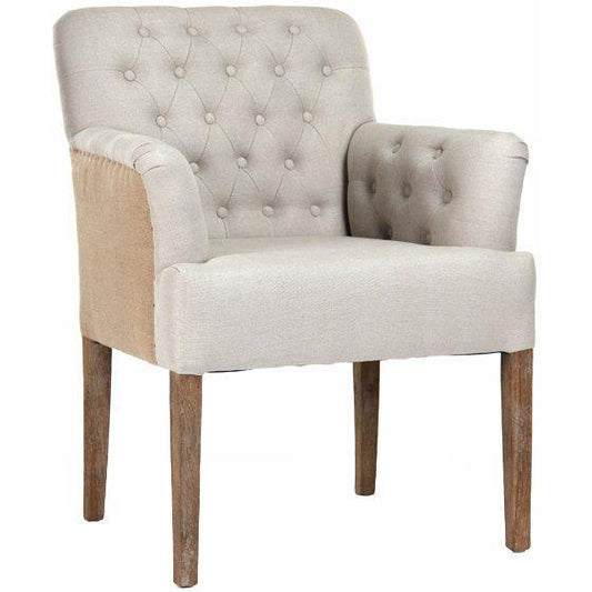 Chaise capitonnée en jute et lin