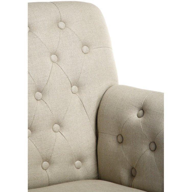 Chaise capitonnée en jute et lin