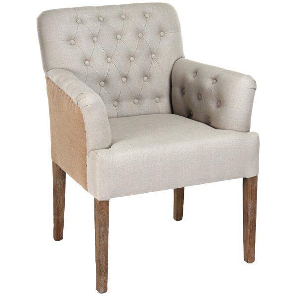 Chaise capitonnée en jute et lin