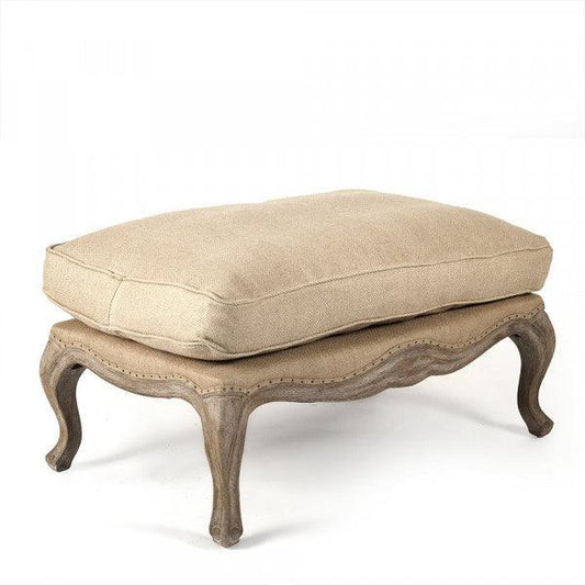 Ottoman en toile de jute française avec dessus en jute