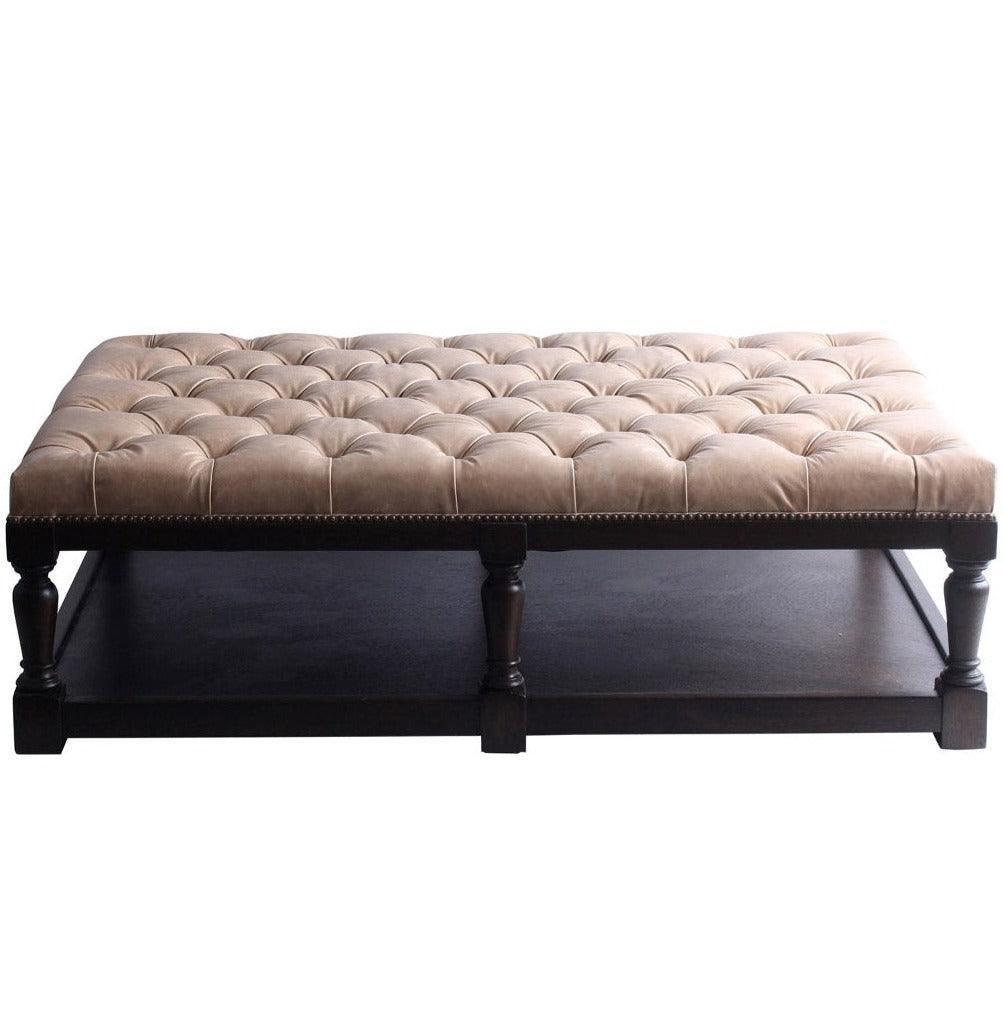 Pouf en cuir capitonné Kingston
