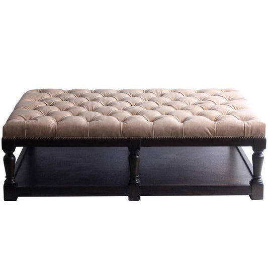 Pouf en cuir capitonné Kingston