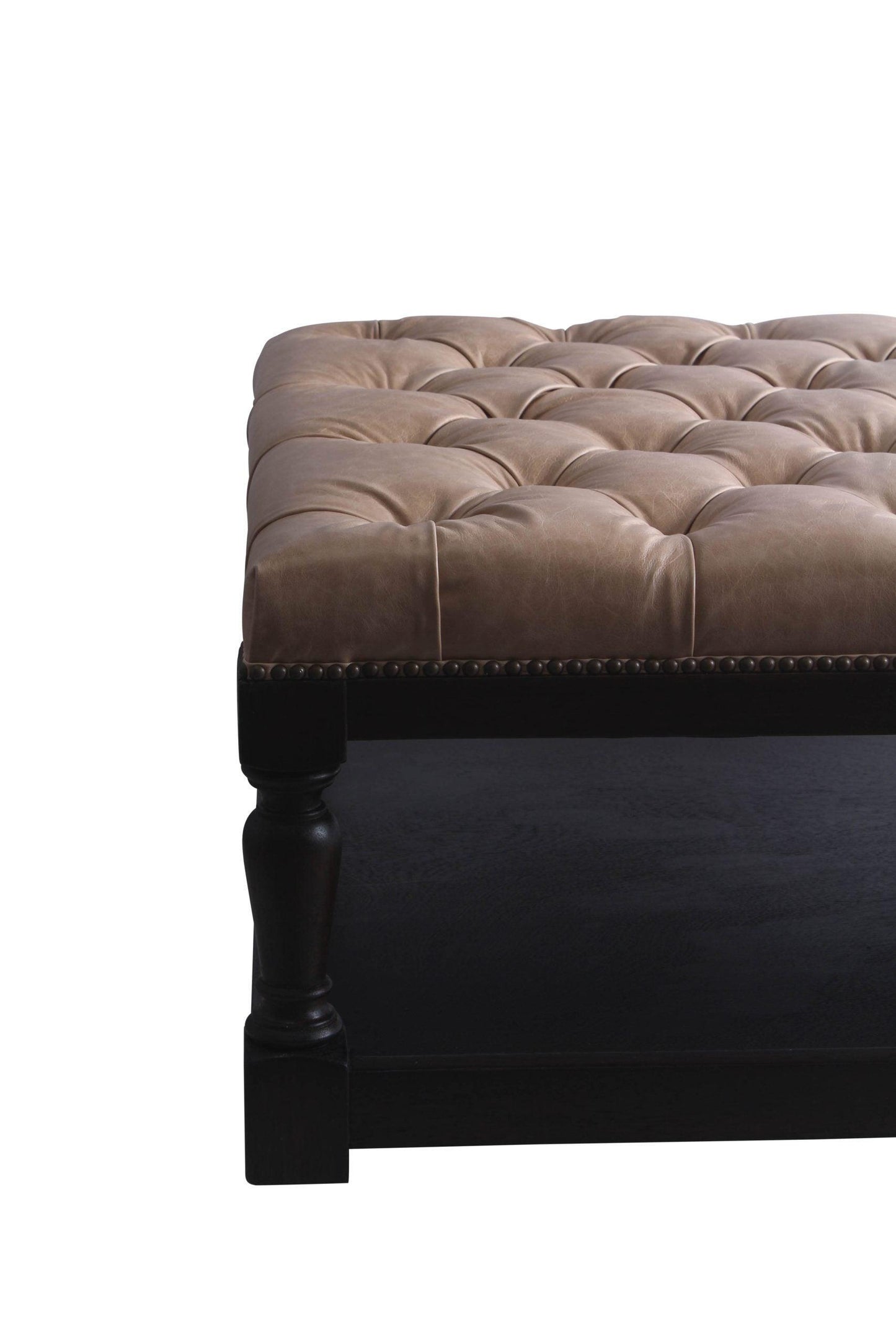 Pouf en cuir capitonné Kingston