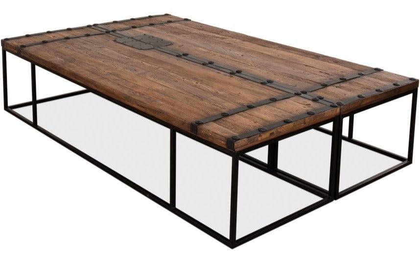 Grande table basse en bois avec portes de château