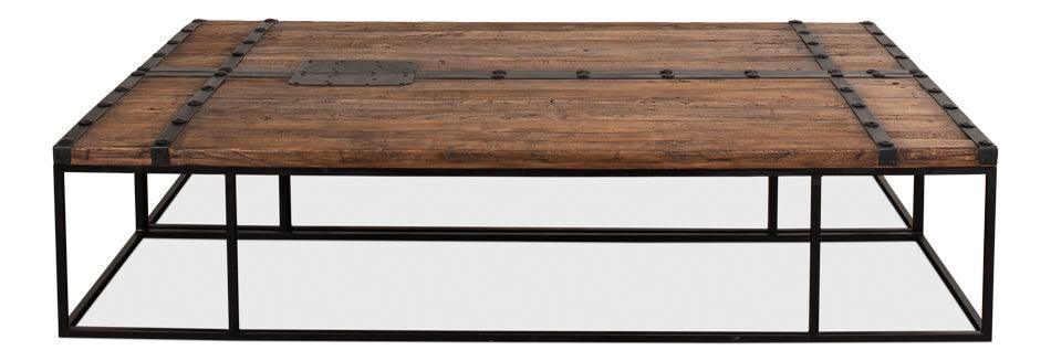 Grande table basse en bois avec portes de château