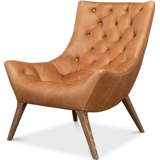Fauteuil relax en cuir matelassé marron clair