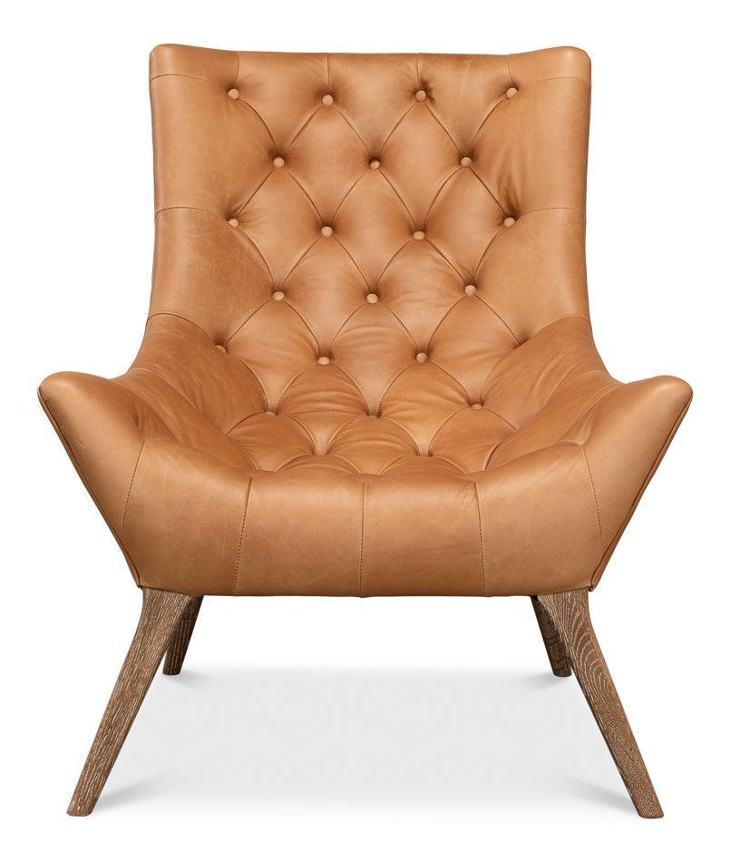 Fauteuil relax en cuir matelassé marron clair