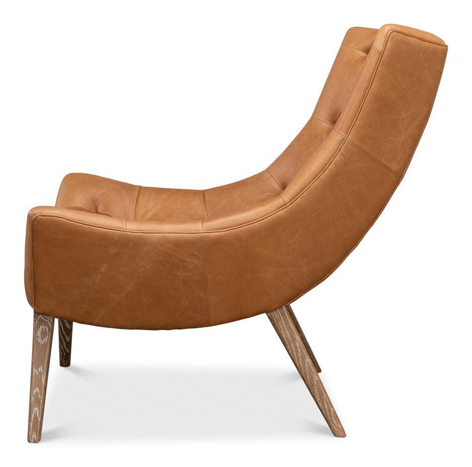 Fauteuil relax en cuir matelassé marron clair