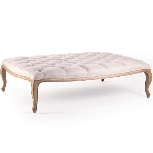 Pouf touffeté en lin naturel Maison