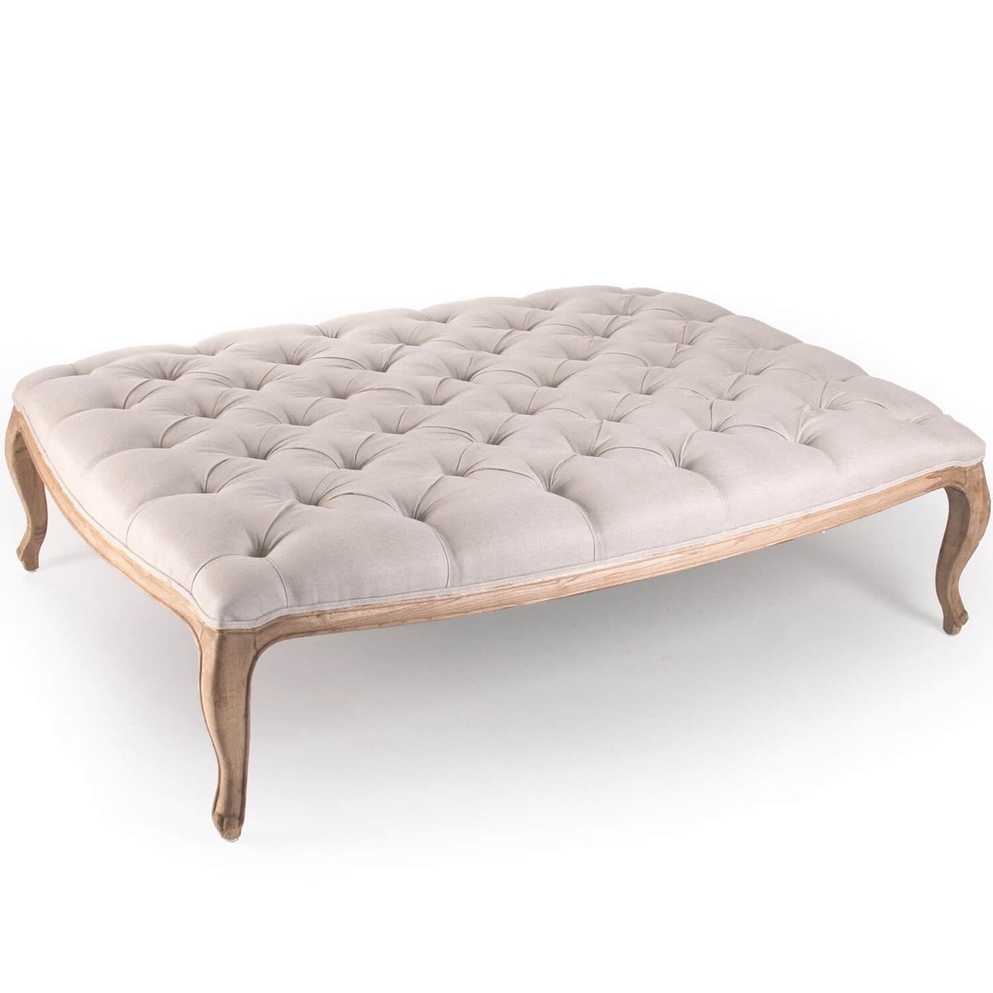 Pouf touffeté en lin naturel Maison