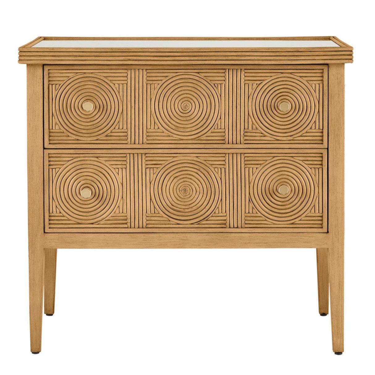 Commode à 2 tiroirs à motif rotin