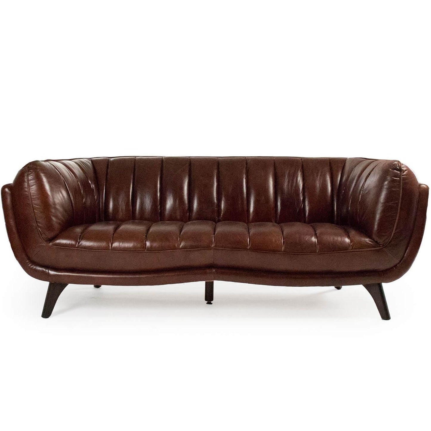Canapé en cuir marron du milieu du siècle