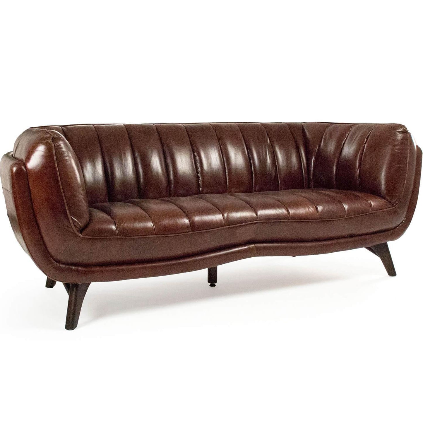 Canapé en cuir marron du milieu du siècle