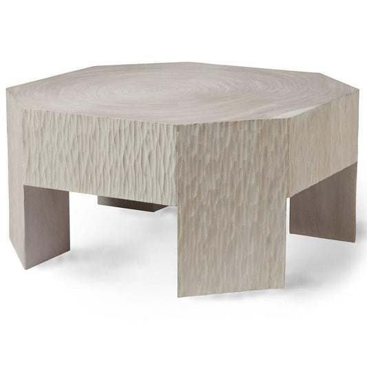 Table basse bohème moderne en chêne blanchi