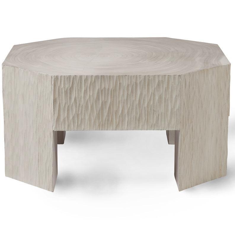 Table basse bohème moderne en chêne blanchi
