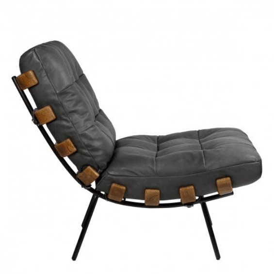 Fauteuil de salon moderne en cuir capitonné