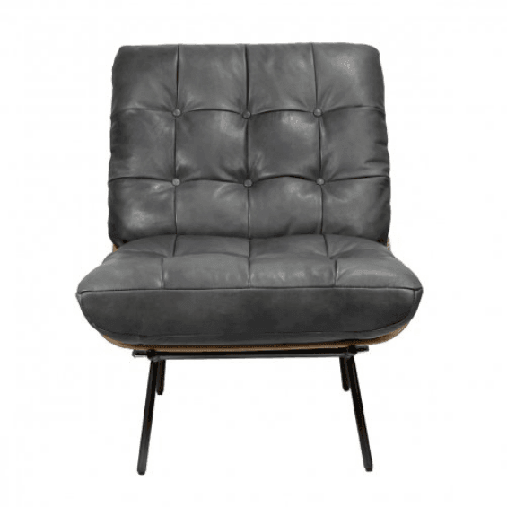 Fauteuil de salon moderne en cuir capitonné