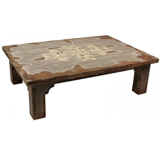 Table basse rustique à motif